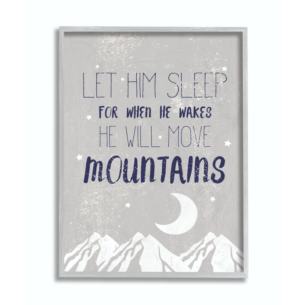 The Kids Room by Stupell Let Him Sleep Blue Mountains Kids Word Design Framed Wall Art by Daphne Polselli