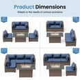 thumbnail image 2 of ELPOSUN 5 Pieces Patio Furniture Set All Weather Outdoor Sectional Sofa, Outdoor Modern Sectional Furniture Wicker Couch with Fire Pit Table, Thicken Navy Blue Cushions, Water Resistant, 2 of 6