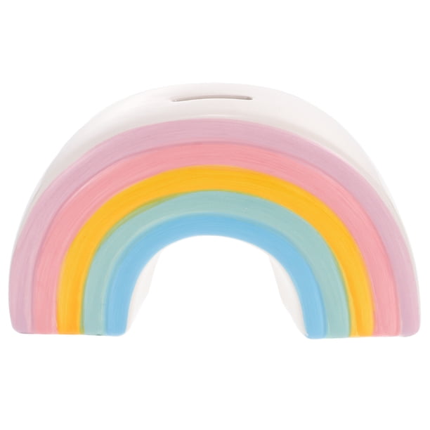 EeaseMX Alcancía de cerámica con forma de arcoíris para niños, adorable caja para guardar dinero