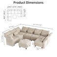 thumbnail image 2 of LLappuil Modular Sectional Sofa, 8 Seat Modular Sectional Sofa with Storage, 25.6" Deep Seat Chenille Sofa Couch for Living Room Khaki, 2 of 8