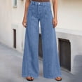 thumbnail image 2 of RongHuan Women's Wide Leg Jeans Casual High Waisted Workout Pants Relaxed Fit Stretch Denim Pants for Daily, 2 of 9