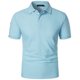 thumbnail image 4 of Blusa y camisa de manga corta con cuello vuelto para hombre, informal, de moda, de color liso, con botones, solapa y hebilla de gancho, camiseta de manga corta de poliéster para hombre., 4 of 6