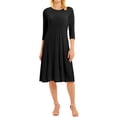 thumbnail image 4 of Nlife Women 3/4 Sleeve Round Neck Swing Midi Dress,S, 4 of 10