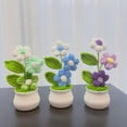 thumbnail image 6 of Knitting Crochet Puff Flowers Potted Plants, Gradient Colorful Flowers for Friends, Family and Lover, Handmade Flowers for Home Office Decoration, Car Decoration, Valentine's Gift (Pink-1), 6 of 6