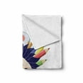 thumbnail image 2 of Hedgehog Soft Flannel Fleece Throw Blanket, Educational Concept School Boy Hedgehog Carrying Crayons and Watercolor Palette, Cozy Plush for Indoor and Outdoor Use, 60" x 80", Multicolor, by Ambesonne, 2 of 6