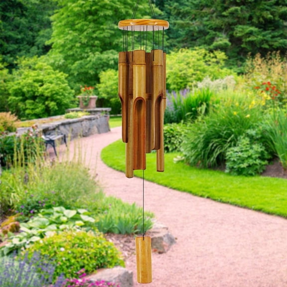 Bamboo Wind Chimes Outdoor,Wooden Wind Chimes with Melody Deep Tone,30" Classic Zen Garden Windchime for Relaxation, Grace.Home Décor for Patio, Garden or Indoor(FSC Certified)