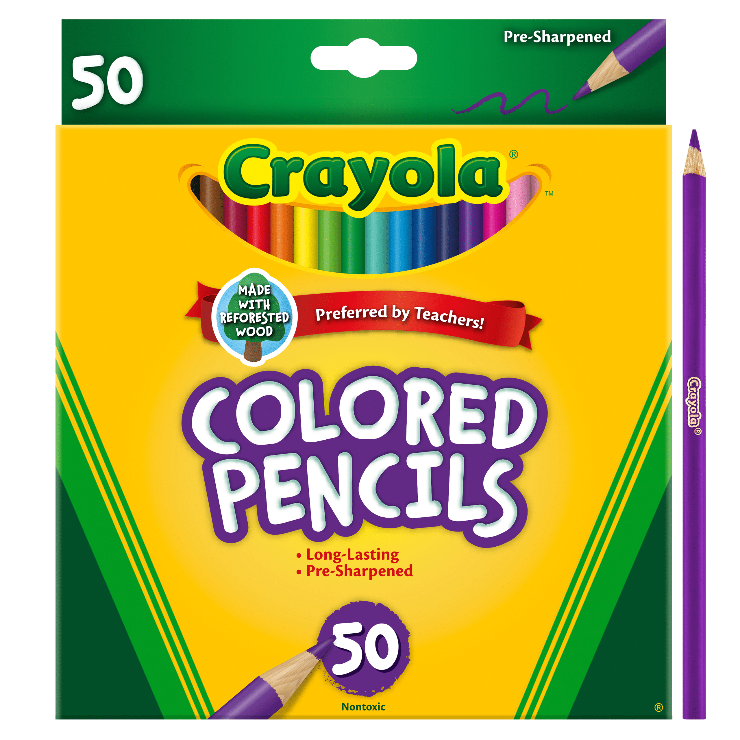 Crayola Colored Pencil Set, Assorted Colors, 50 Count, School Supplies, Beginner Child