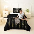 thumbnail image 4 of Manfei Jungle Deer Us Flag Twin Comforter Sets,Grunge Camo Print Bedding Set,Black Green,Black Reversible,2 Pieces,1 Comforter and 1 Pillowcase, 4 of 7