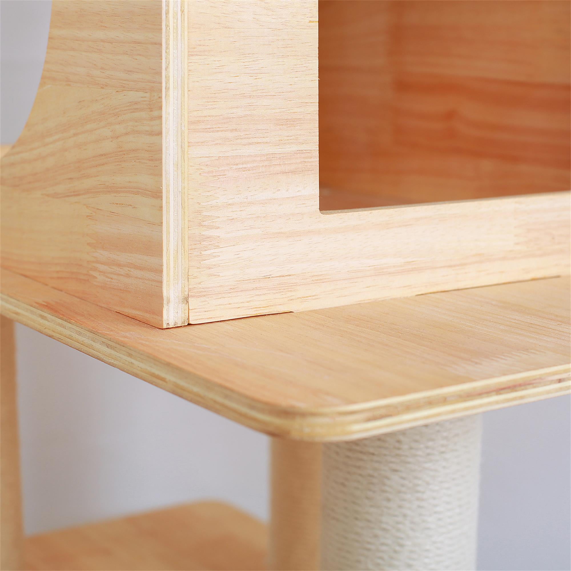Pefilos 46" Cat Tree Tower for Indoor Cats, Multi-Level Wood Cat Condo for Large Cats with Top Cat Houses, Beige Pefilos 46" Cat Tree Tower for Indoor Cats, Multi-Level Wood Cat Condo for Large Cats with Top Cat Houses, Beige