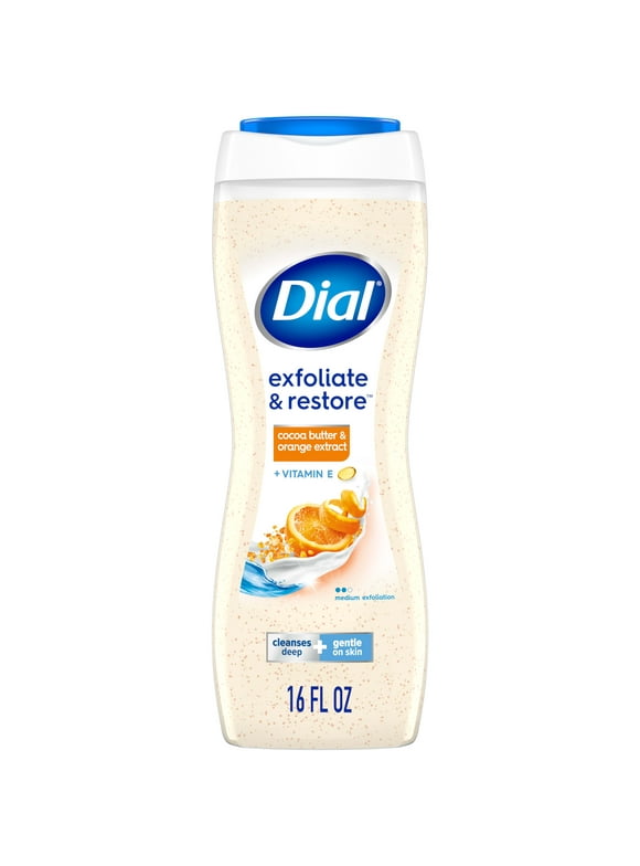 Dial Body Wash, Exfoliating Cocoa Butter & Orange Extract, 16 Ounce