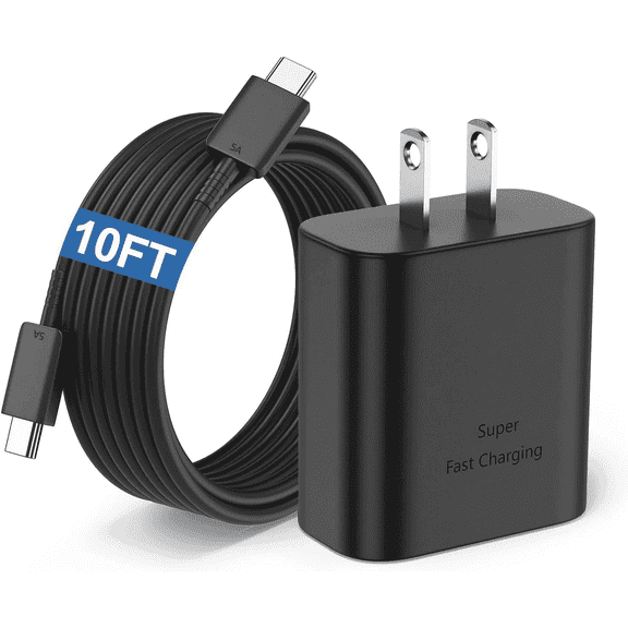 Type C Charger Fast Charging, 45W Android Charger USB C  Block, Super Fast Phone Charger with 10FT USB-C Cable Compatible with Samsung Galaxy S25/S25 Ultra/S25 /S24 Ultra/S24/S24 /S23 Ultra