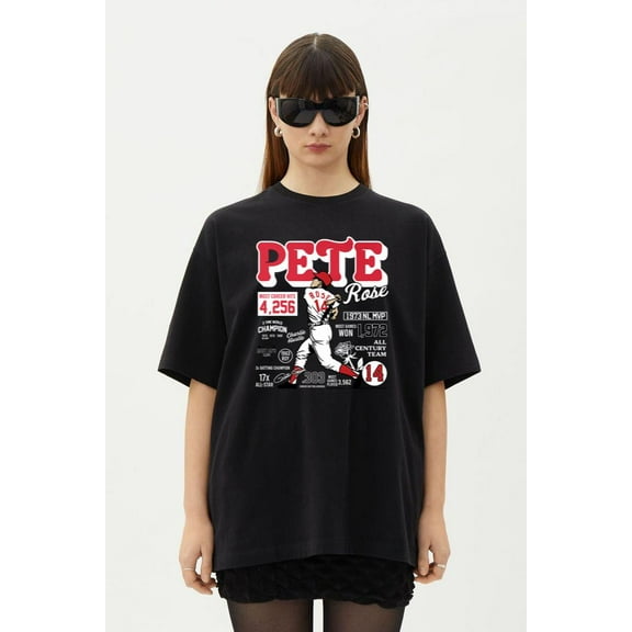 Pete Rose Career Stats Charlie Hustle Hit King T-Shirt, for men & women, up to size 5XL