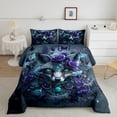 thumbnail image 3 of YST Ensemble de Douillette Attrape-Rêves Loup Violet Rose Papillon Ensemble de Literie 7 Pcs Style Western Boho Lit en Sac Format Simple Faune Animal Floral Ensemble de Draps avec Douillette Déco de Chambre, 3 of 5