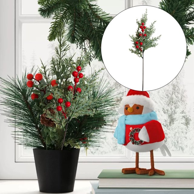 Panxico Grande Vente, Grunyia 6 Types de Pics de Sapin de Noël Artificiels avec Branches de Baies Rouges et Pic de Fleurs Parfaits pour la Décoration de Saison Festive et les Couronnes pour Illuminer Votre Esprit de Vacances, Liquidation