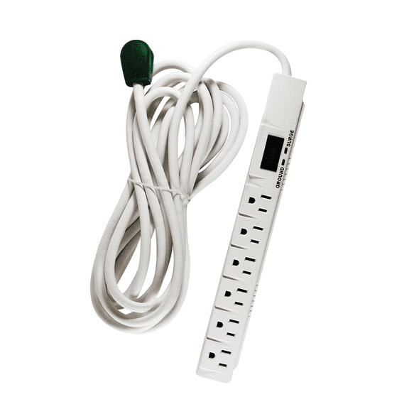 GoGreen Power (GG-16315-15) 6 Outlet Surge Protector, 1200 Joules, White, 15 ft Cord