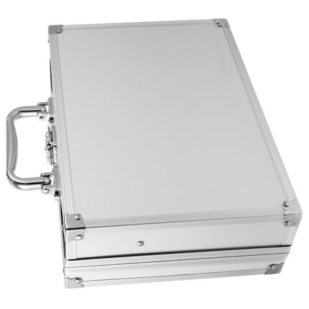 Mobestech Silver Aluminum Briefcase Hard Storage Case with Lock for Tools and Travel Use