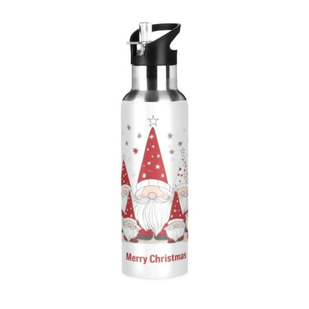 

600/1000ML Stainless Steel Sport Water Bottle with Straw Lid Leak Proof Vacuum Insulated Mug for Outdoor Activities Cycling Running & Walking A Bunch Of Cute Santas