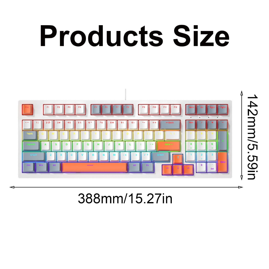 LED Mechanical Keyboard Hot Swappable Gaming Keyboard Corded Keyboard 96 Gaming Keyboard for Computer Laptops