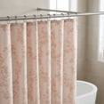 thumbnail image 2 of REGALWOVEN Faux Linen Shower Curtain, Leaf Print Bath Shower Curtain Sets with Hooks Orange 71"W x 71"L, 2 of 5