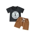 thumbnail image 1 of Gupgi 2Pcs Toddler Baby Boy Letter Print Short Sleeve Crewneck T-Shirt Solid Color Shorts Set, 1 of 6