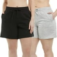 thumbnail image 1 of Danskin Womens 2-Pack Soft Active Short (Light Grey Heather/Black Salt, Large), 1 of 4