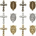 thumbnail image 1 of 1 caja de 60 piezas de dijes de rosario en 6 estilos: dije de crucifijo, dije de Pascua, colgante ovalado para candelabro, en plata, oro y bronce., 1 of 5