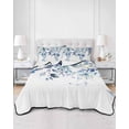 thumbnail image 3 of Blue Teal Eucalyptus Leaves Summer Quilt Set Twin Size,Soft Quilted Bedding Set with 2 Pillow Shams,Watercolor Weeping Botanical Lightweight All Season Bedspread Coverlet for Bedroom 68"x86", 3 of 6