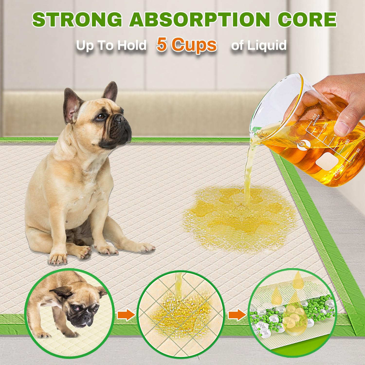 Nomipaw Pee Pads for Dogs - 22 x 22 inchs - 100 Count -  ECO - Super Absorbent - Full Edge Wrapping Pad