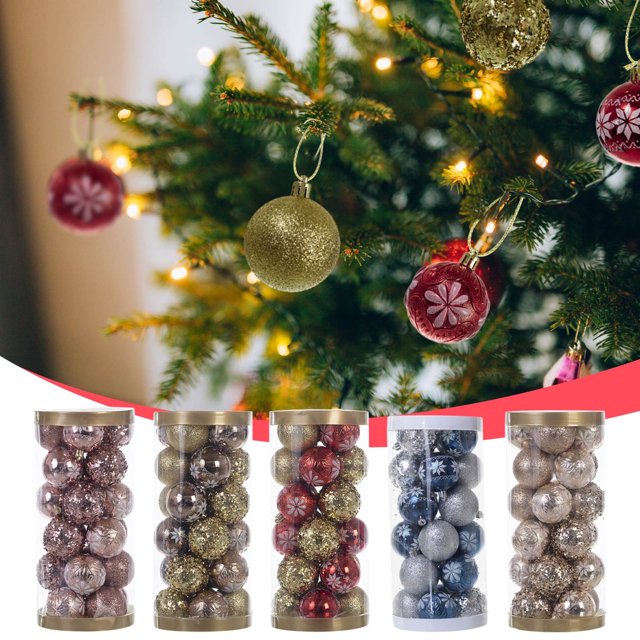 Ganfancp Adornos de Bolas de Navidad 24Pcs Inastillable Decorativo Colgante Adorno de Bolas con Peluche Decoraciones Delicadas Bolas Del Árbol de Navidad para Halloween Vacaciones Ofertas Del Día 24