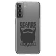 thumbnail image 1 of DistinctInk Clear Shockproof Hybrid Case for Galaxy S21+ PLUS 5G (6.7" Screen) - TPU Bumper Acrylic Back Tempered Glass Screen Protector - Beards are the New Six Pack, 1 of 2