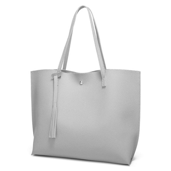 Dreubea Bolso de hombro de piel sintética suave para mujer, bolso de mano con borlas de gran capacidad