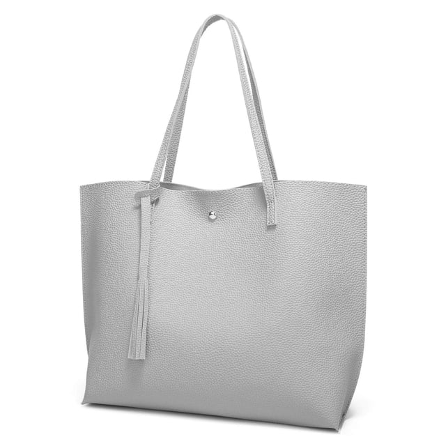 Dreubea Bolso de hombro de piel sintética suave para mujer, bolso de mano con borlas de gran capacidad