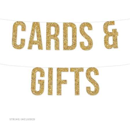 Mini Banner String - Gold Cards & Gifts Real Glitter Paper Pennant Hanging Banner Includes String No Assembly Required
