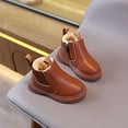 thumbnail image 4 of BXJX Girls Ankle Boots, Warm Fleece Lined Round Toe Slip-Resistant Kids Short Boots Brown Size 9 Toddler, 4 of 7