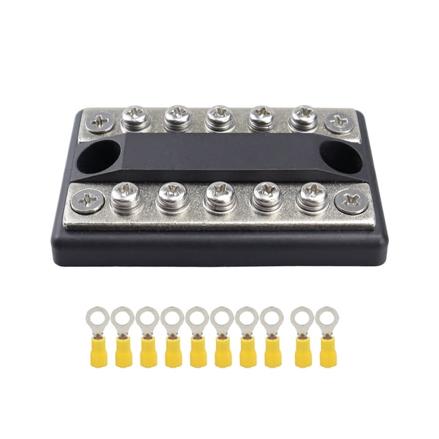Nueva Barra Colectora Transfronteriza para Vehículos Recreativos Y Yates Bus Dual Bloque Terminales Doble 5 Circuitos Barra Colectora Alta Corriente 100 A (10 Canales + Terminales)