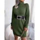 thumbnail image 2 of Otoño Invierno Mujer Cuello alto Manga larga Jersey de punto Suéter Bodycon Mini vestido para citas Trabajo todos los días, 2 of 6