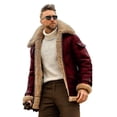 thumbnail image 2 of Men'S Camel Stylish Flying Leather Jacket,Slim Fit Shearling Aviator Bomber Jack, 2 of 4