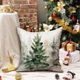 thumbnail image 6 of Christmas Pillow Covers 18x18 inch Set of 2 Watercolor Blue Green Christmas Tree Decorative White Throw Pillow Covers Winter Famliy Decoration for Home Couch 31C, 6 of 6
