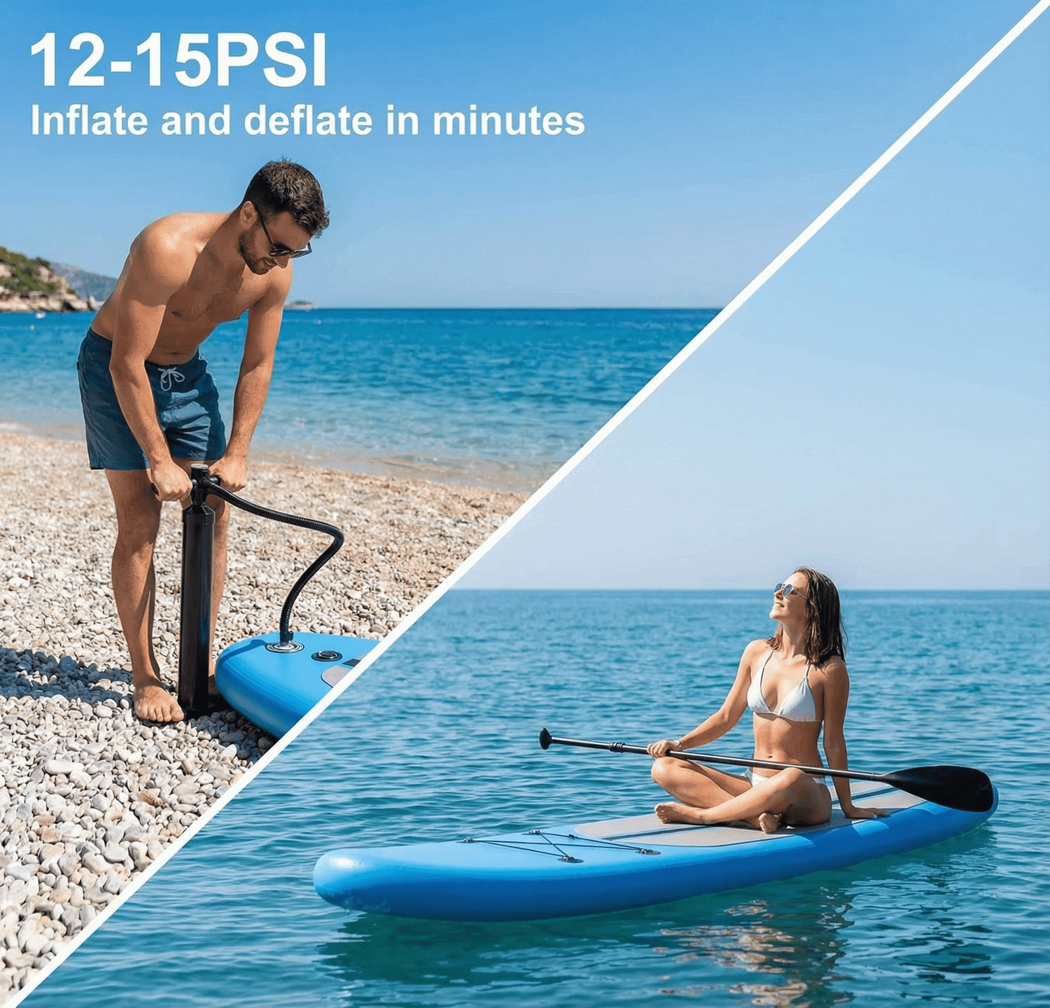 TLSUNNY 12' Inflatable Paddle Board Set, iSUP for Recreation, Fitness, Family Outings