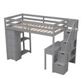 thumbnail image 6 of Tcbosik Loft Bed with Desk, Drawers and Shelves, Twin Size Wood Bed Frame with Stairs and Guardrail, Space Saving, Gray, 6 of 9