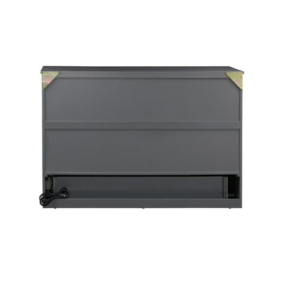 Murphy Bed Chest with Charging Station - Space Saving Fold Out Bed - Modern Grey Storage Furniture