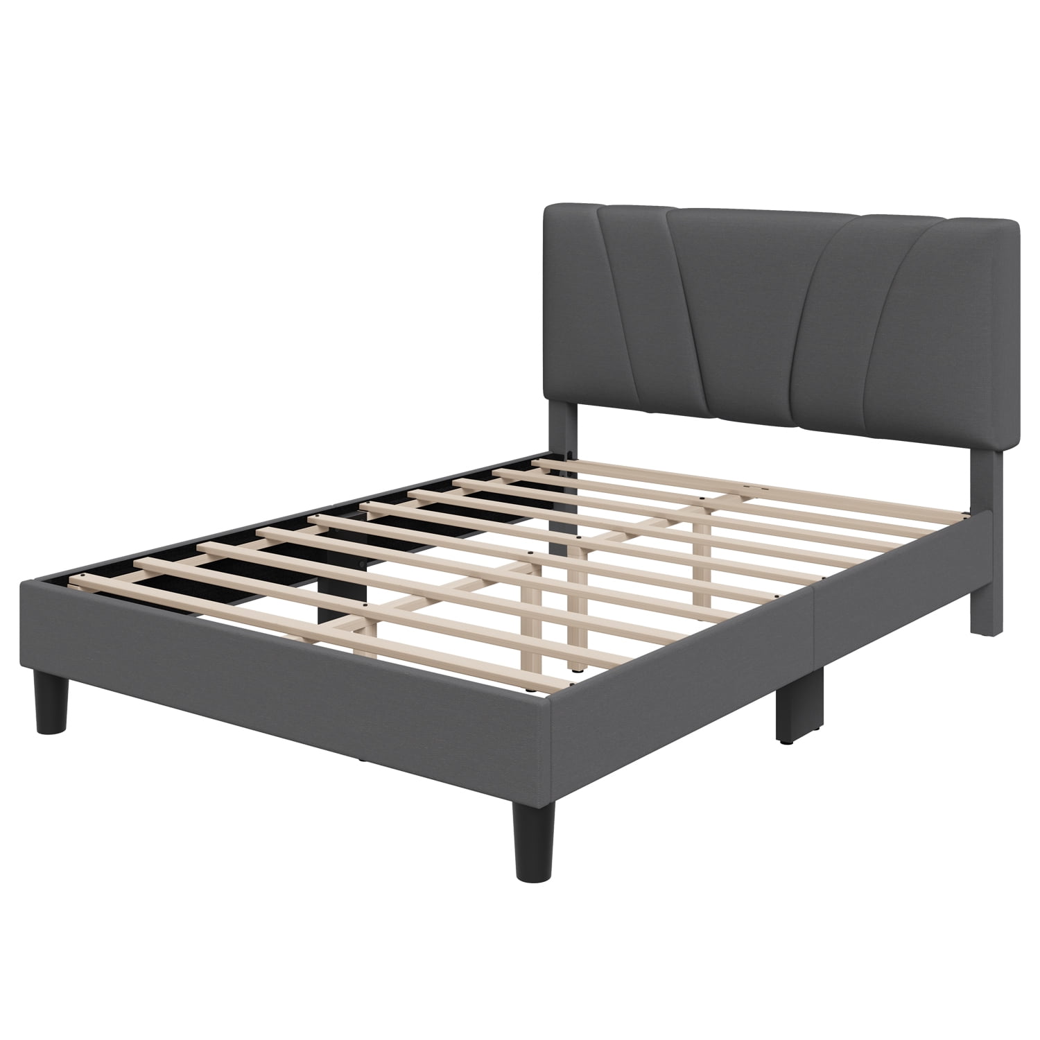 Novilla Queen Size Bed Frame Upholstered Platform Queen Bed Frame with Adjustable Headboard, Strong Weight Capacity, No Box Spring Needed, Easy Assembly, Grey