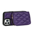 thumbnail image 4 of Allytech Crossbody Wallet Case for iPhone 13 Pro, Quilted PU Leather Zipper Handbag Purse Flip Kickstand Folio Card Slots Holder Wrist Strap Lanyard Cover for iPhone 13 Pro 6.1", Purple, 4 of 6