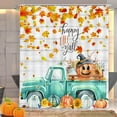 thumbnail image 3 of Fall Shower Curtains for Bathroom, Autumn Halloween Pumpkin with Teal Farm Truck Pulling Sunflowers Bathtub Curtains, Farmhouse Thanksgiving Harvest Fabric Shower Curtain 72x72 Inch…, 3 of 4