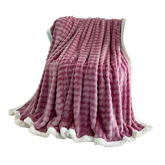 Bwiyojiz Home & Kitchen Decor Bedding Textiles Blankets Throws Soft Fleece Blanket Warm and Layer Double-sided All-season Solid Color, Purple