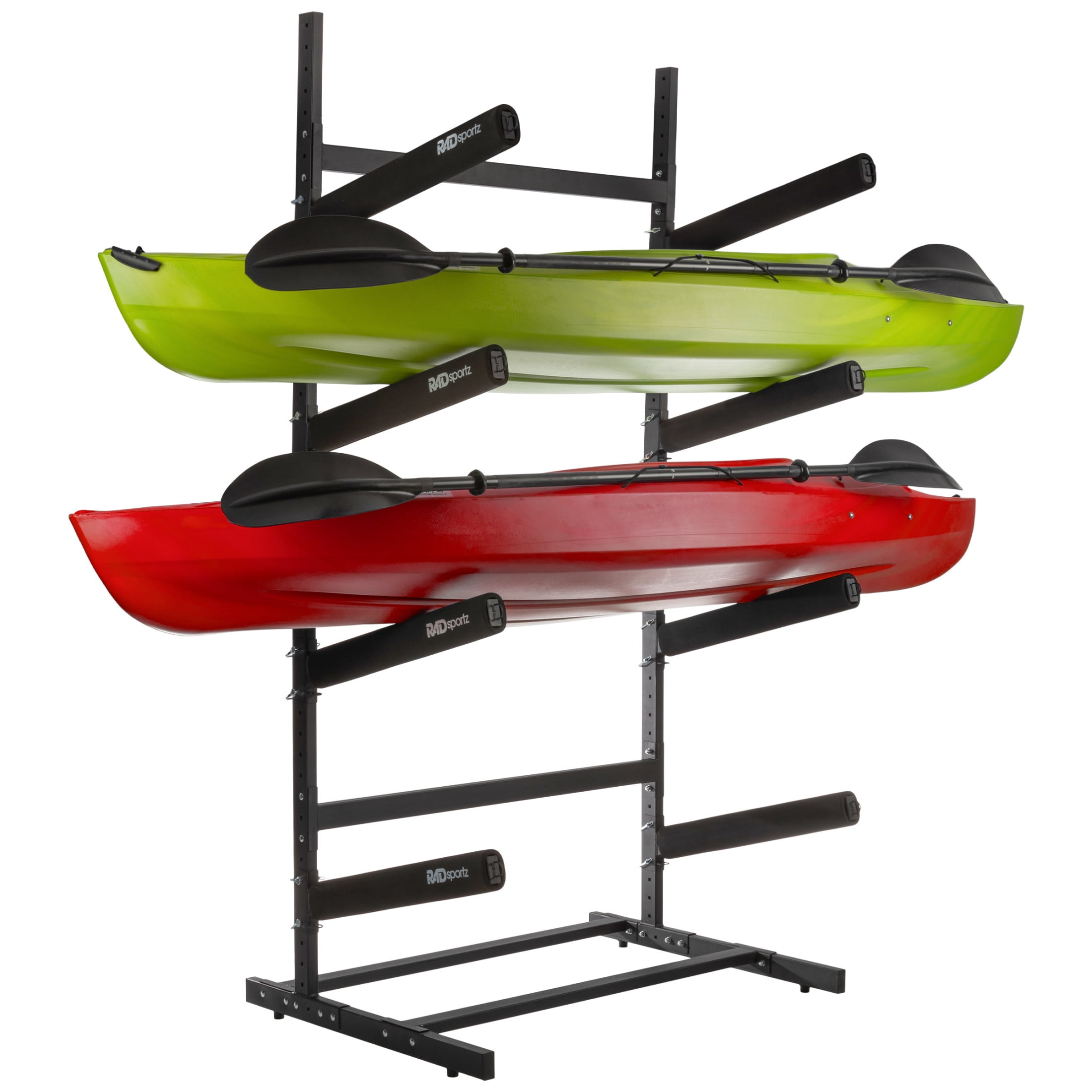 RAD Sportz Kayak Storage Rack 4 Level Freestanding Adjustable Stand with Padded Arms and 400lb Capacity for Canoes SUP or Paddleboards Black Walmart