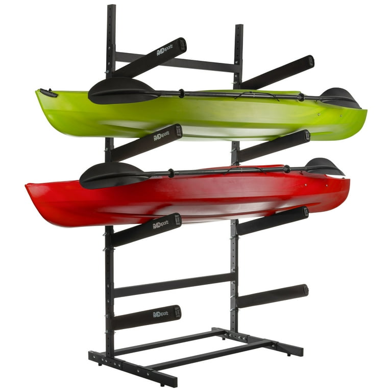 RAD Sportz Kayak Storage Rack 4 Level Freestanding Adjustable Stand with Padded Arms and 400lb Capacity for Canoes SUP or Paddleboards Black Walmart
