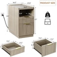 thumbnail image 2 of Laisnet Fluted End Table with Charging Station, 2 Drawers Narrow Side Table for Living Room, Wooden Bedside Table for Bedroom Small Space, Natural, 2 of 7