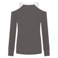 thumbnail image 5 of Día de San Valentín Moda Mujer Casual Manga larga Fuera del hombro Halter Cuello en V Corazón Estampado Top Blusa Pompotops  FGAJ13390, 5 of 5