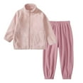 thumbnail image 2 of Ashirexll Toddler Outfits for Girls Boys Clothing Sets Winter Thermal Solid Color Velvet Long Sleeve Round Neck Top and Pajama Pants 2 Piece Set, 2 of 3